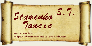 Stamenko Tančić vizit kartica